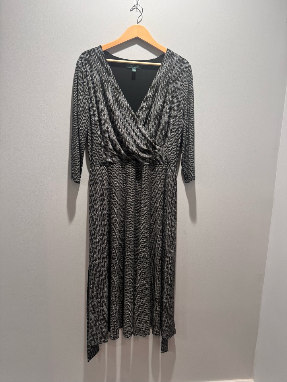 Ralph Lauren Black & White Herringbone Wrap Dress